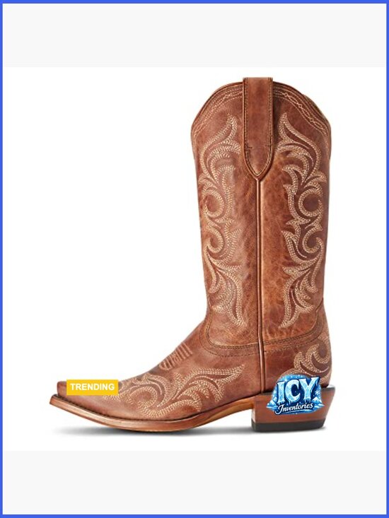 Amazon.com | ARIAT Womens Rockdale Western Boot Almond Buff  ATS Technology Western Booties with Leather Lining, Pull-On Style, Block Heel